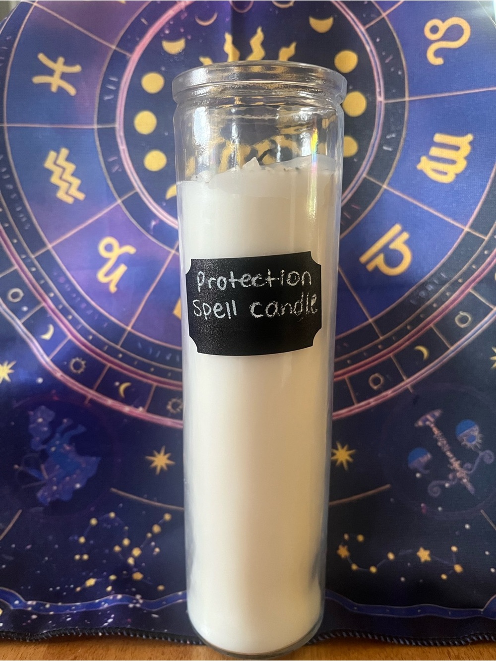 🌱 HERB AND CRYSTAL INFUSED Protection Spell Candle - Handmade